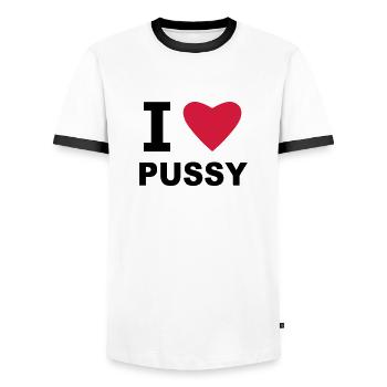 lieben ich - Männer Kontrast-T-Shirt - Weiß/Schwarz - Vorne - AI Model Female 172 light (172cm) & AI Model Male 178 dark (178cm)