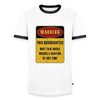 Outdoor Bushcraft Adventure Nature. Funny sayings - Men's Ringer Shirt - white/black - Front - AI Model Female 172 light (172cm) & AI Model Male 178 dark (178cm)