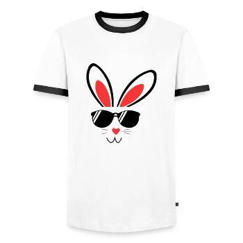 Rabbit, Rabbit, Easter rabbit - Men's Ringer Shirt - white/black - Front - AI Model Female 172 light (172cm) & AI Model Male 178 dark (178cm)