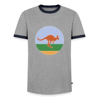 kangaroo - Men's Ringer Shirt - grey/navy  - Front - AI Model Female 172 light (172cm) & AI Model Male 178 light (178cm)