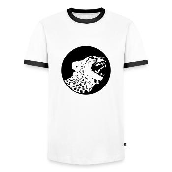Leopard (1c) - Männer Kontrast-T-Shirt - Weiß/Schwarz - Vorne - AI Model Female 172 light (172cm) & AI Model Male 178 dark (178cm)