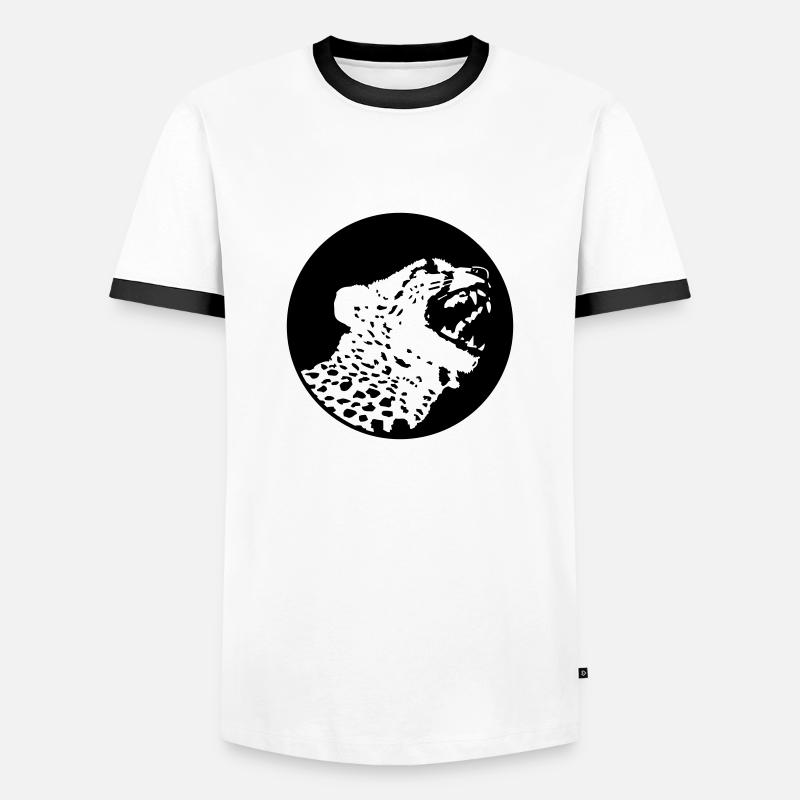 Leopard (1c) - Männer Kontrast-T-Shirt - Weiß/Schwarz