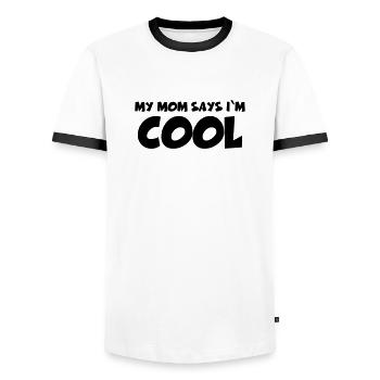 My Mom says I'm cool - Männer Kontrast-T-Shirt - Weiß/Schwarz - Vorne - AI Model Female 172 light (172cm) & AI Model Male 178 dark (178cm)