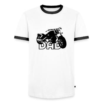 Biker DAD Black Motorcycle - Men's Ringer Shirt - white/black - Front - AI Model Female 172 light (172cm) & AI Model Male 178 dark (178cm)