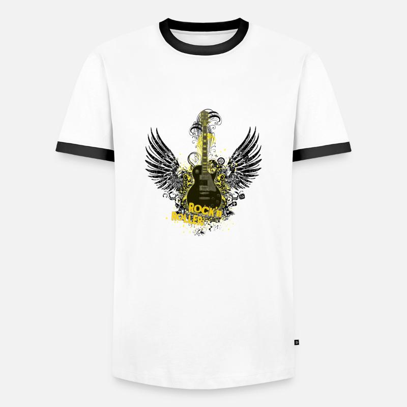 Rock'n Roller (guitar) 01 - Men's Ringer Shirt - white/black