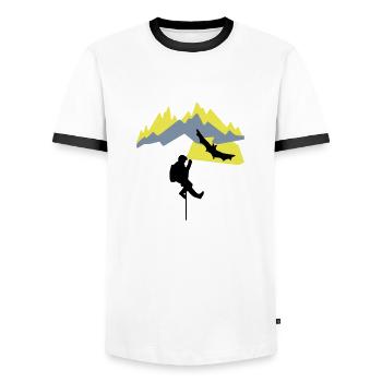 speleo_montagne1 - Men's Ringer Shirt - white/black - Front - AI Model Female 172 light (172cm) & AI Model Male 178 dark (178cm)