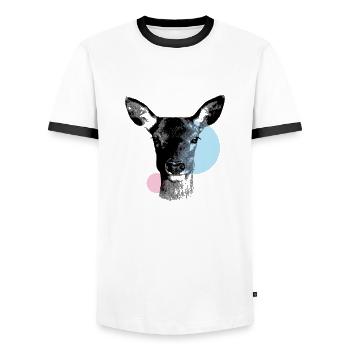 LA BICHE - T-shirt contrasté Homme - blanc/noir - Devant - AI Model Female 172 light (172cm) & AI Model Male 178 dark (178cm)