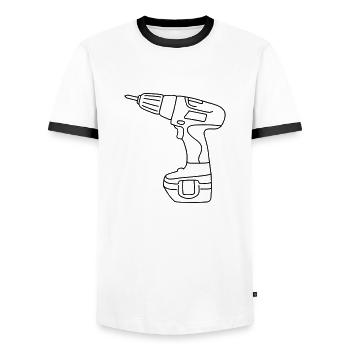 Tournevis perceuse sans fil - T-shirt contrasté Homme - blanc/noir - Devant - AI Model Female 172 light (172cm) & AI Model Male 178 dark (178cm)