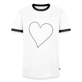 kleines Herz für euch - Männer Kontrast-T-Shirt - Weiß/Schwarz - Vorne - AI Model Female 172 light (172cm) & AI Model Male 178 dark (178cm)