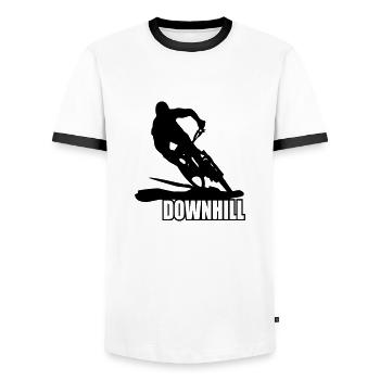 MTB Downhill Mountainbike - Men's Ringer Shirt - white/black - Front - AI Model Female 172 light (172cm) & AI Model Male 178 dark (178cm)