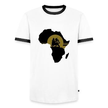 Zion_2clr - T-shirt contrasté Homme - blanc/noir - Devant - AI Model Female 172 light (172cm) & AI Model Male 178 dark (178cm)