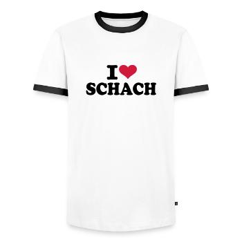 I love chess - Men's Ringer Shirt - white/black - Front - AI Model Female 172 light (172cm) & AI Model Male 178 dark (178cm)