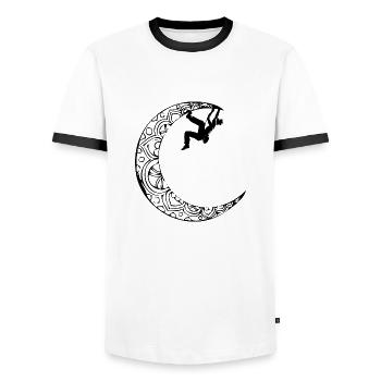 Woman climber in the moon - Men's Ringer Shirt - white/black - Front - AI Model Female 172 light (172cm) & AI Model Male 178 dark (178cm)