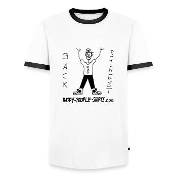 HPS-4-U Backstreet Boy - Männer Kontrast-T-Shirt - Weiß/Schwarz - Vorne - AI Model Female 172 light (172cm) & AI Model Male 178 dark (178cm)