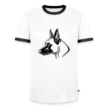 535 Malinois - Men's Ringer Shirt - white/black - Front - AI Model Female 172 light (172cm) & AI Model Male 178 dark (178cm)