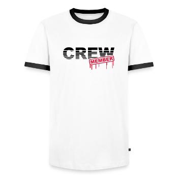 Crew Member - T-shirt contrasté Homme - blanc/noir - Devant - AI Model Female 172 light (172cm) & AI Model Male 178 dark (178cm)