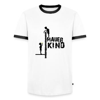 Berliner Mauerkind - BERLIN, BERLIN - Männer Kontrast-T-Shirt - Weiß/Schwarz - Vorne - AI Model Female 172 light (172cm) & AI Model Male 178 dark (178cm)