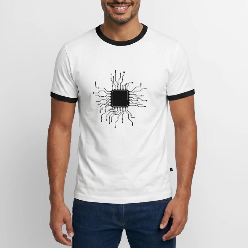 processor cpu wires wire cabling computer Men's Ringer Shirt