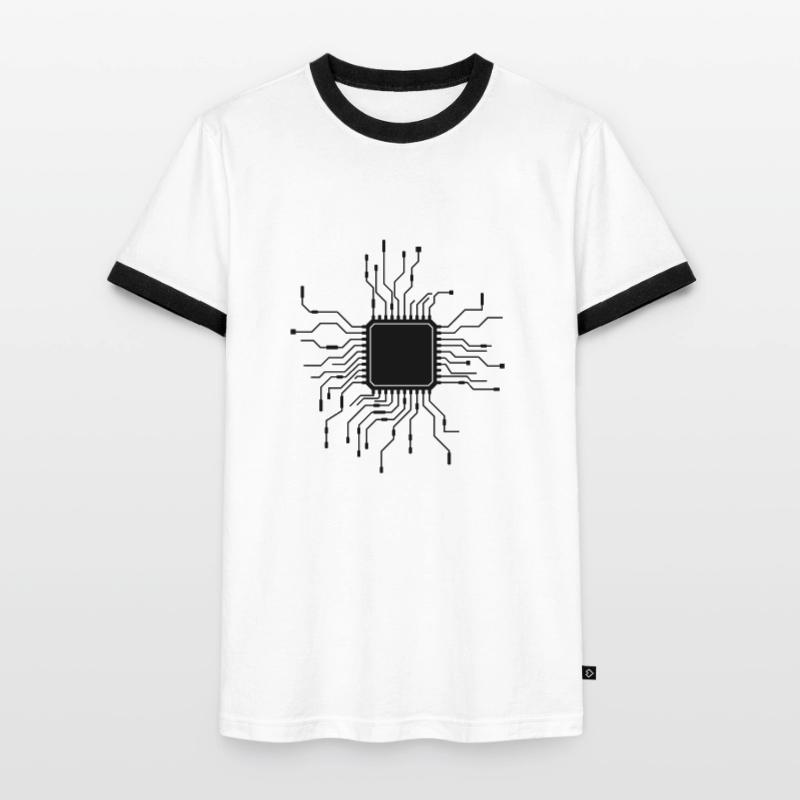 processor cpu wires wire cabling computer Men's Ringer Shirt