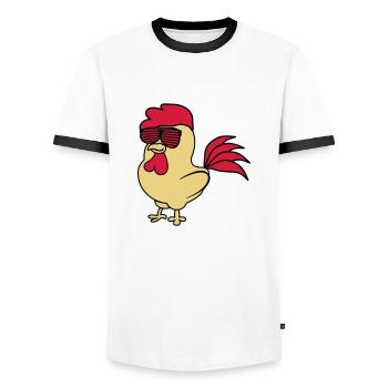 cooler_hahn_02 - Männer Kontrast-T-Shirt - Weiß/Schwarz - Vorne - AI Model Female 172 light (172cm) & AI Model Male 178 dark (178cm)