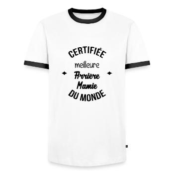 Grandma Oma Großmütter Mamy Mamie Grand-Mère - Men's Ringer Shirt - white/black - Front - AI Model Female 172 light (172cm) & AI Model Male 178 dark (178cm)