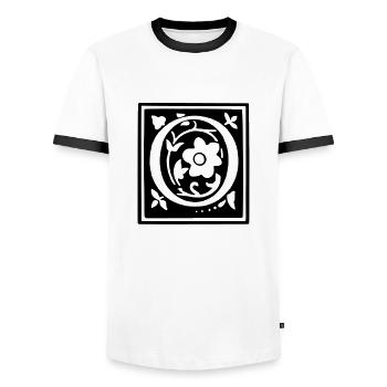 Decorated typography set 2 number 8 - T-shirt contrasté Homme - blanc/noir - Devant - AI Model Female 172 light (172cm) & AI Model Male 178 dark (178cm)
