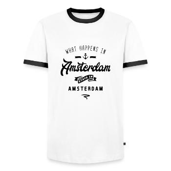 amsterdam happens stays - Männer Kontrast-T-Shirt - Weiß/Schwarz - Vorne - AI Model Female 172 light (172cm) & AI Model Male 178 dark (178cm)
