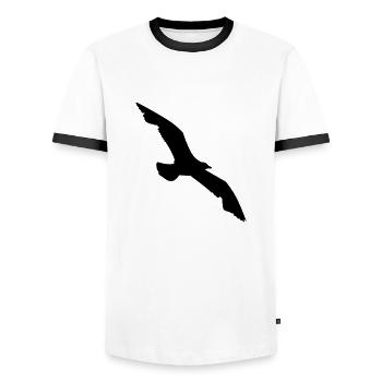 Bird seagull north sea holiday gift - Men's Ringer Shirt - white/black - Front - AI Model Female 172 light (172cm) & AI Model Male 178 dark (178cm)