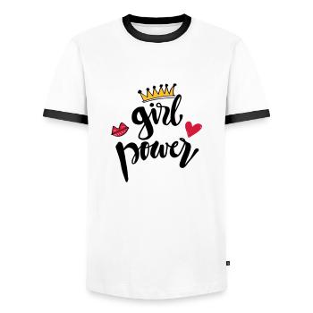 Girl Power - T-shirt contrasté Homme - blanc/noir - Devant - AI Model Female 172 light (172cm) & AI Model Male 178 dark (178cm)