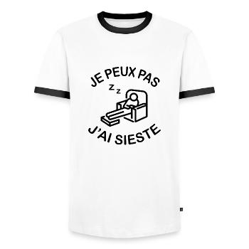 Je Peux Pas J'ai Sieste - T-shirt contrasté Homme - blanc/noir - Devant - AI Model Female 172 light (172cm) & AI Model Male 178 dark (178cm)