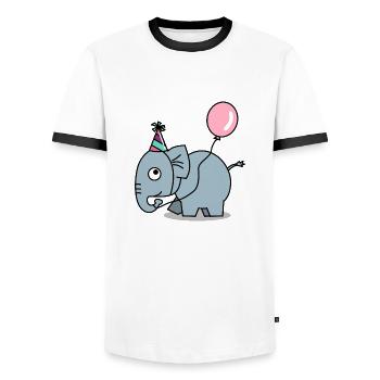 Elephant Birthday Party Hat - Men's Ringer Shirt - white/black - Front - AI Model Female 172 light (172cm) & AI Model Male 178 dark (178cm)