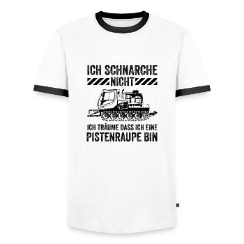 Ich schnarche nicht ich träume Pistenraupe Ski - Männer Kontrast-T-Shirt - Weiß/Schwarz - Vorne - AI Model Female 172 light (172cm) & AI Model Male 178 dark (178cm)
