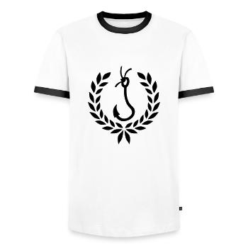 Lorbeerkranz Angeln Angelhaken - Männer Kontrast-T-Shirt - Weiß/Schwarz - Vorne - AI Model Female 172 light (172cm) & AI Model Male 178 dark (178cm)