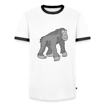 Chimpanzee 1 - Men's Ringer Shirt - white/black - Front - AI Model Female 172 light (172cm) & AI Model Male 178 dark (178cm)