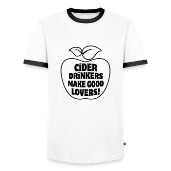 Cider Drinkers make good Lovers Apfelwein Cidre - Men's Ringer Shirt - white/black - Front - AI Model Female 172 light (172cm) & AI Model Male 178 dark (178cm)