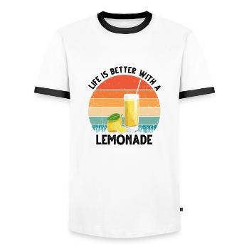 Lemon Design Lemonades Stand Boss Vente de citron - T-shirt contrasté Homme - blanc/noir - Devant - AI Model Female 172 light (172cm) & AI Model Male 178 dark (178cm)