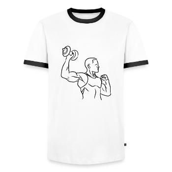 Fitness Outfit Dumbbells Training Gift Idea - Men's Ringer Shirt - white/black - Front - AI Model Female 172 light (172cm) & AI Model Male 178 dark (178cm)