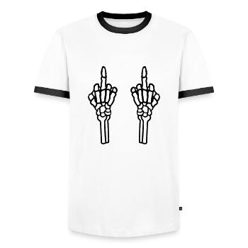 Harcèlement baise ton squelette - T-shirt contrasté Homme - blanc/noir - Devant - AI Model Female 172 light (172cm) & AI Model Male 178 dark (178cm)