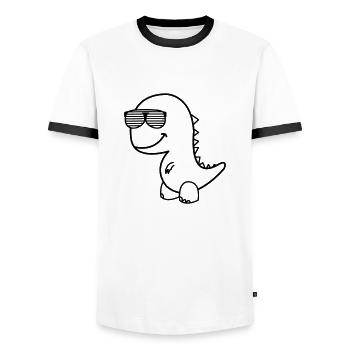 Cool Dino - Männer Kontrast-T-Shirt - Weiß/Schwarz - Vorne - AI Model Female 172 light (172cm) & AI Model Male 178 dark (178cm)
