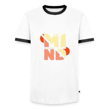 heureux, vie heureuse - T-shirt contrasté Homme - blanc/noir - Devant - AI Model Female 172 light (172cm) & AI Model Male 178 dark (178cm)