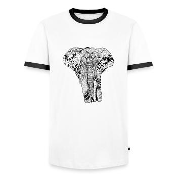 ELEFANT - Männer Kontrast-T-Shirt - Weiß/Schwarz - Vorne - AI Model Female 172 light (172cm) & AI Model Male 178 dark (178cm)
