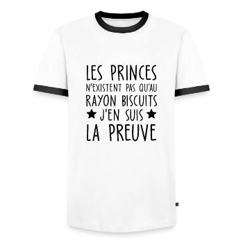 je suis un prince / cadeau humour homme - T-shirt contrasté Homme - blanc/noir - Devant - AI Model Female 172 light (172cm) & AI Model Male 178 dark (178cm)