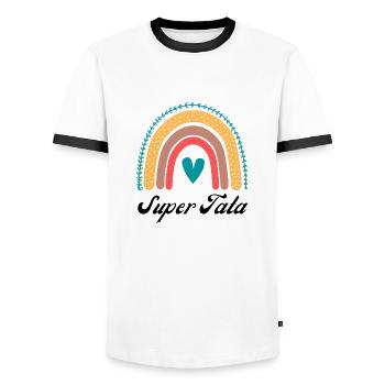 super tata - T-shirt contrasté Homme - blanc/noir - Devant - AI Model Female 172 light (172cm) & AI Model Male 178 dark (178cm)