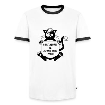 Chat Alors! Je vais être Papa! Futur papa, cadeau - T-shirt contrasté Homme - blanc/noir - Devant - AI Model Female 172 light (172cm) & AI Model Male 178 dark (178cm)
