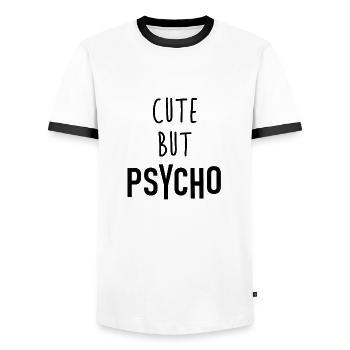 Cute But Psycho - sweet but crazy crazy - Men's Ringer Shirt - white/black - Front - AI Model Female 172 light (172cm) & AI Model Male 178 dark (178cm)