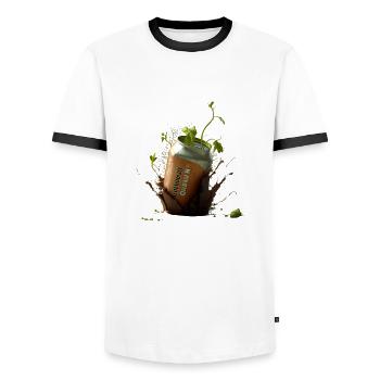 Houblon et canettes de bière artisanale - T-shirt contrasté Homme - blanc/noir - Devant - AI Model Female 172 light (172cm) & AI Model Male 178 dark (178cm)