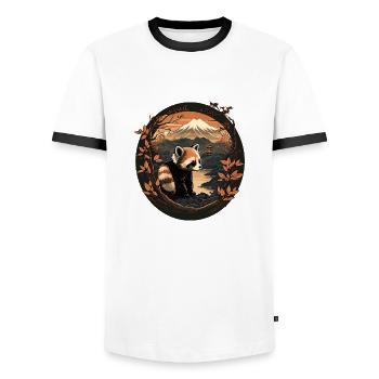 Red Panda 10 - Men's Ringer Shirt - white/black - Front - AI Model Female 172 light (172cm) & AI Model Male 178 dark (178cm)