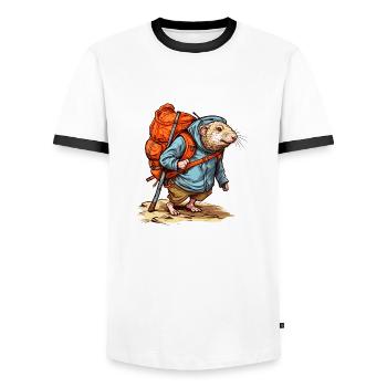 Le rat-taupe part en randonnée - T-shirt contrasté Homme - blanc/noir - Devant - AI Model Female 172 light (172cm) & AI Model Male 178 dark (178cm)