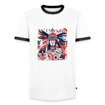 Amerikanische Folklore - Männer Kontrast-T-Shirt - Weiß/Schwarz - Vorne - AI Model Female 172 light (172cm) & AI Model Male 178 dark (178cm)