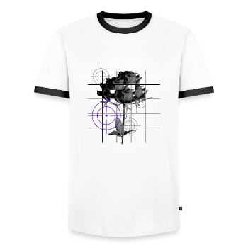 Rose Schuss Gitter Blume Ziel - Männer Kontrast-T-Shirt - Weiß/Schwarz - Vorne - AI Model Female 172 light (172cm) & AI Model Male 178 dark (178cm)